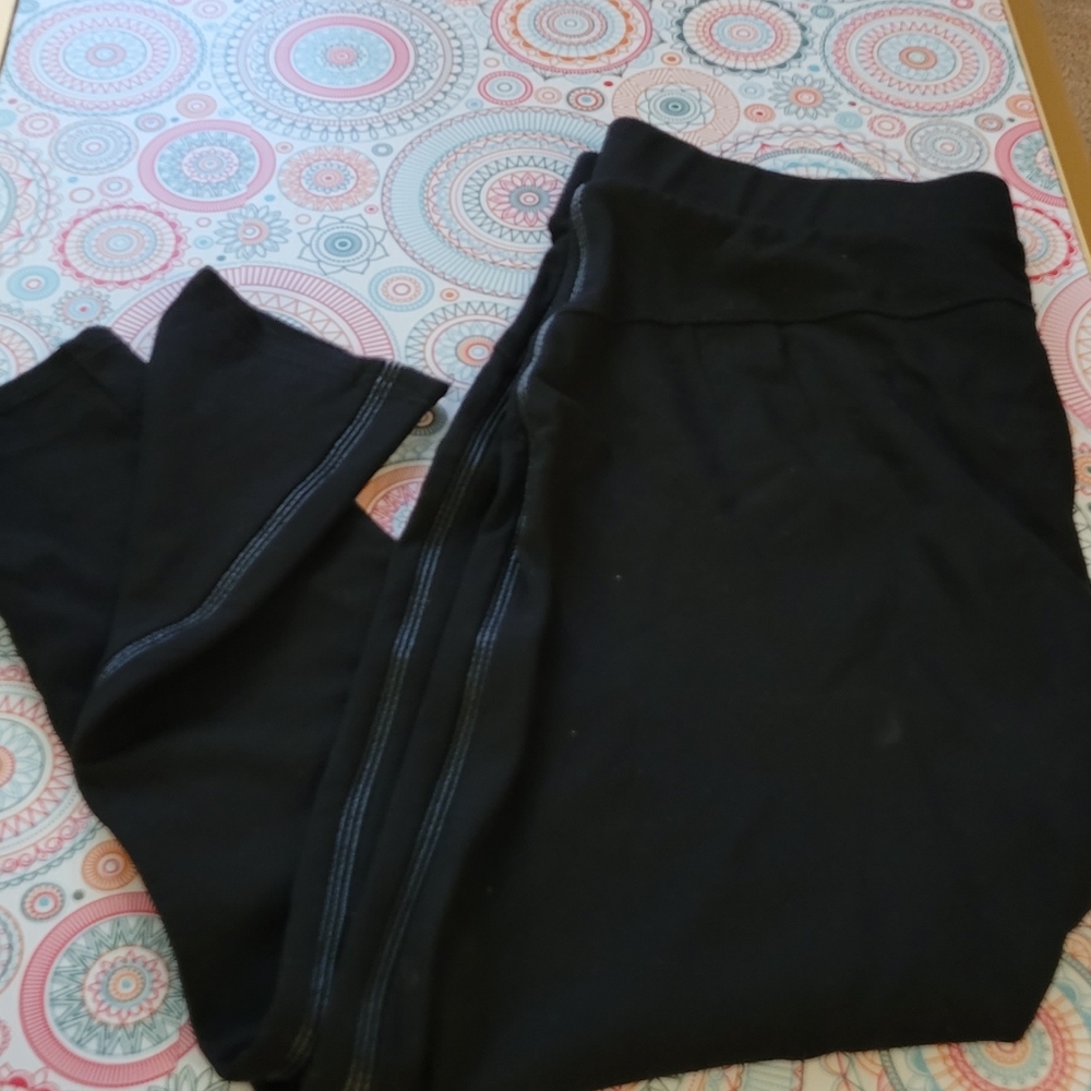 Black Leggings with Leather Side Stripe